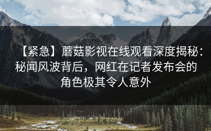 【紧急】蘑菇影视在线观看深度揭秘：秘闻风波背后，网红在记者发布会的角色极其令人意外