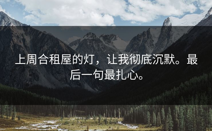 上周合租屋的灯，让我彻底沉默。最后一句最扎心。